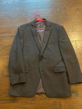 Men's Charcoal Single-Breasted Suit Jacket - Tailored Notch Lapel, Adult Large